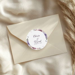 Boho Mauve och Lilac Blommigt Bröllop Runt Klistermärke
