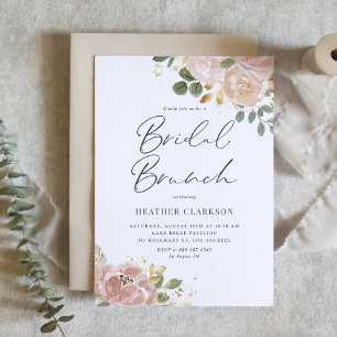 Boho Mauve Peach Flowers Möhippa Brunch QR-kod Inbjudningar
