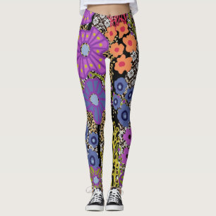 Boho Maximalist Blommigt Design Leggings