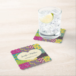 Boho Maximalist Patchwork Quilt Bröllop Underlägg Papper