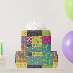 Boho Maximalist Patchwork Quilt Söt Blommigt Presentpapper