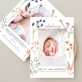 Boho Meadow Blommor 2 Bilder Babykalas Tack Kort