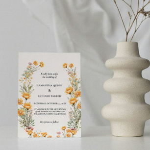 Boho Meadow WildblommEucalyptus Greenery Bröllop Inbjudningar