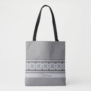 Boho Mediterranean Black White Tile Personlig Tygkasse