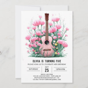 Boho Melodic Guitar Birthday Inbjudningar
