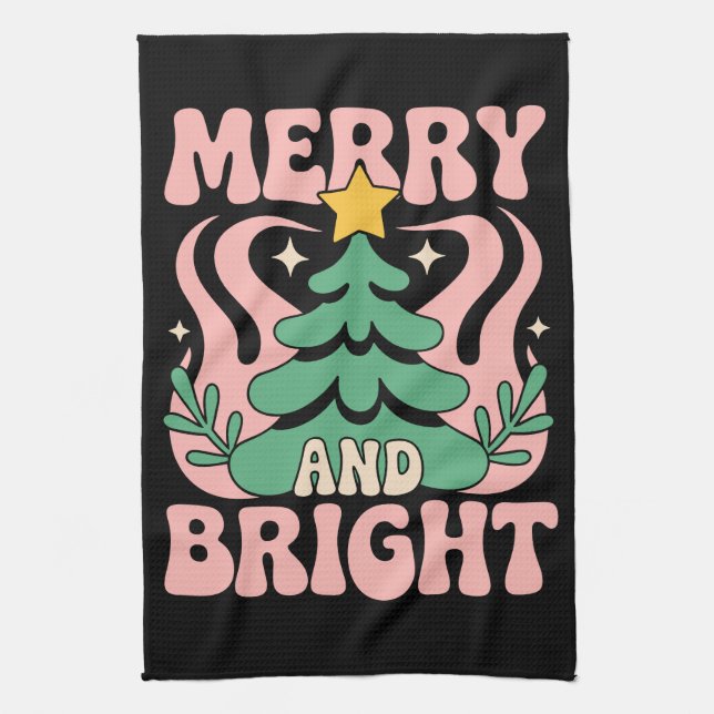 Boho Merry and Bright Personalized Floral Xmas Kökshandduk (Vertikal)