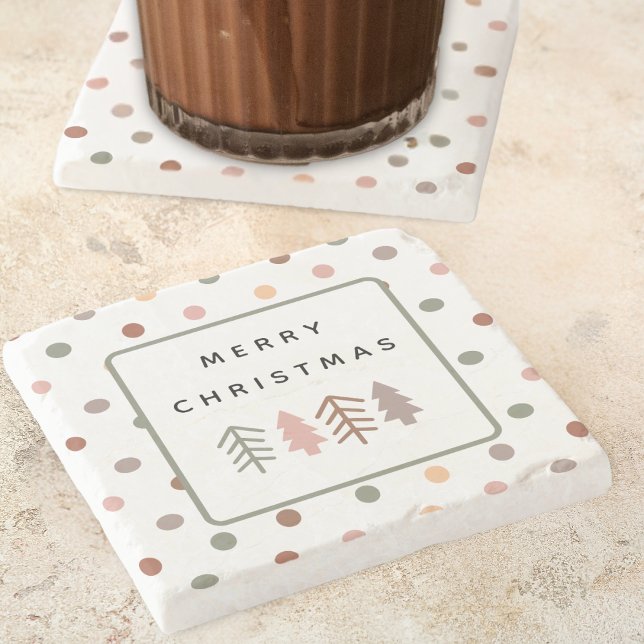 Boho Merry Christmas Trees and Dots Stenunderlägg (Skapare uppladdad)