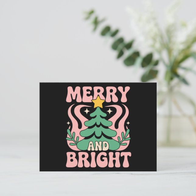 Boho Merry och Bright Personlig Blommigt Julafton Helg Vykort (Stående Fram)