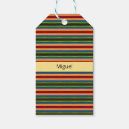 Boho mexikansk Serape-ränder Anpassat namn Presentetikett