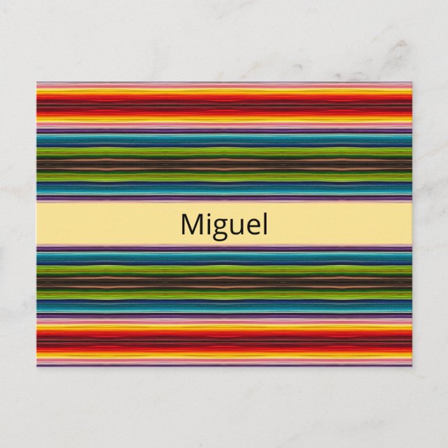 Boho mexikansk Serape-ränder Anpassat namn Vykort (Framsida)
