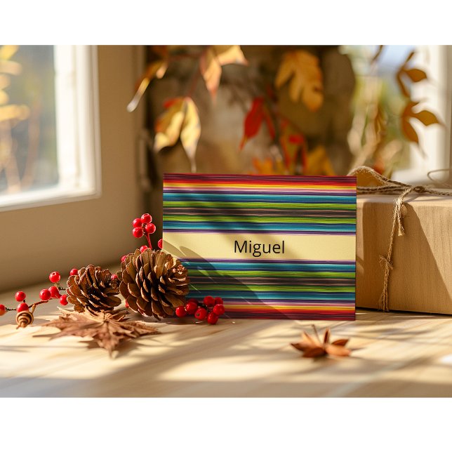 Boho mexikansk Serape-ränder Anpassat namn Vykort (Skapare uppladdad)