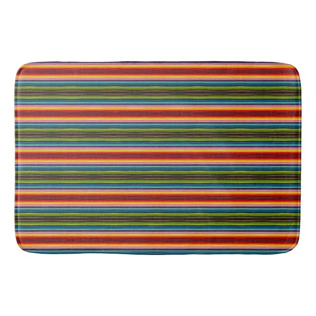 Boho mexikansk Serape-ränder | Psykedelisk Boho Badrumsmatta (Framsidan)