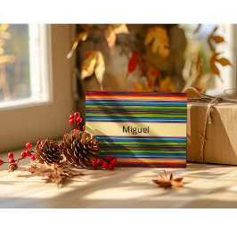 Boho mexikanska Serape-ränder Anpassat namn Vykort