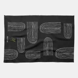 Boho Mid Century Chic Rainbow Monogram Kökshandduk