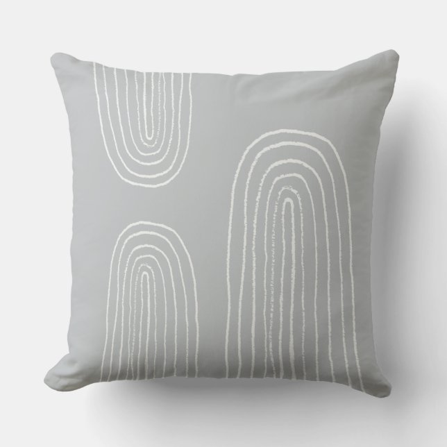 Boho Mid Century Chic Regnbåge Grå Kudde (Framsida)