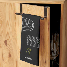 Boho Mid Century Chic Regnbåge Monogram Kökshandduk