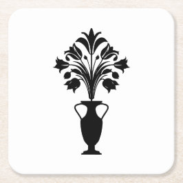 Boho Mid Century Flower Pot Underlägg Papper Kvadrat