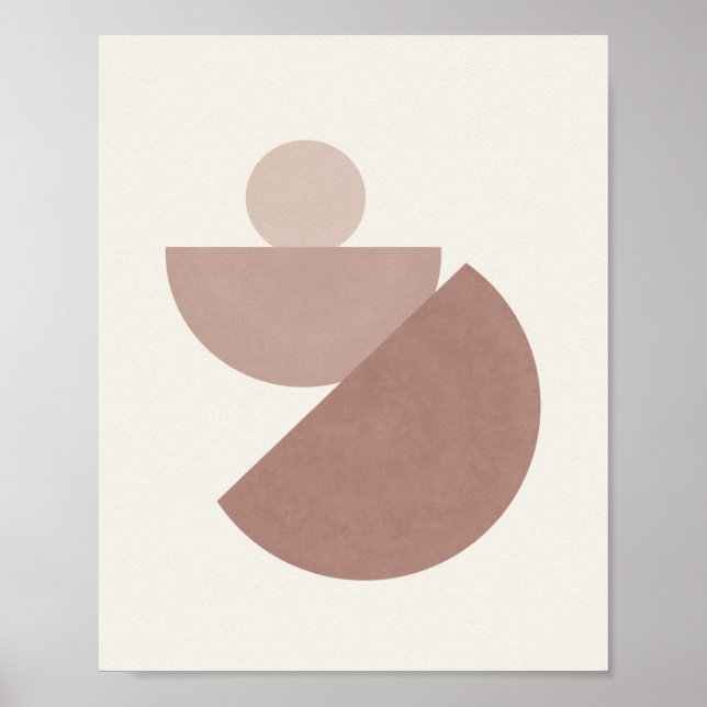 Boho Mid Century mjuk rosa och beige Poster (Framsidan)