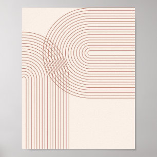Boho Mid Century Modern Vintage Line Rainbow 4 Poster