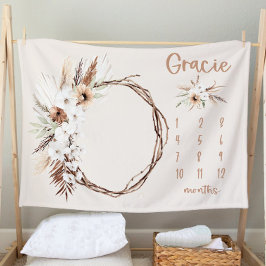 Boho Milestone Blanket Girl - Month Blanket-Person Fleecefilt