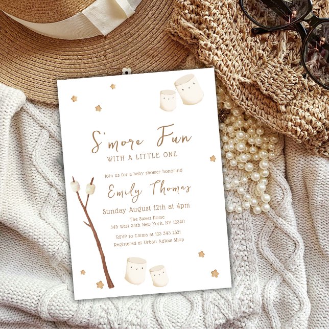 Boho Mimalist S more Roligt Stars Baby Shower Inbjudningar (Boho Mimimalist S'more Fun Stars Baby Shower Invitation)