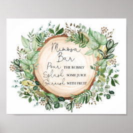 Boho Mimosa Pub Rustic Greenery Möhippa Poster