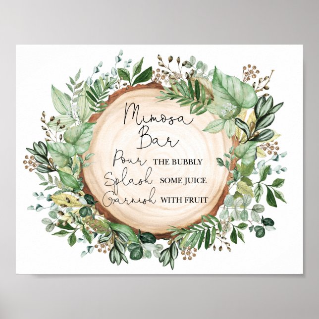 Boho Mimosa Pub Rustic Greenery Möhippa Poster (Framsidan)