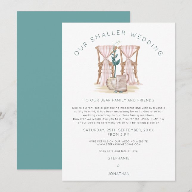 Boho Mindre Bröllopsstolar Nedskalad Meddelande (Fram/baksida)