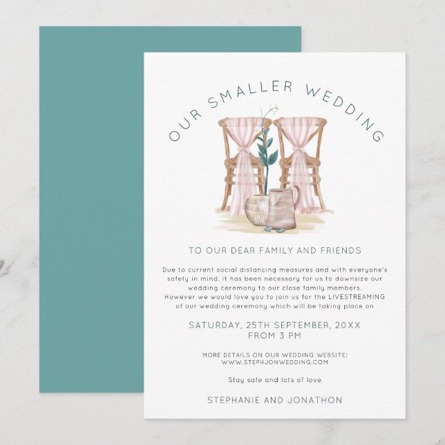 Boho Mindre Bröllopsstolar Nedskalning Meddelande (Fram/baksida)