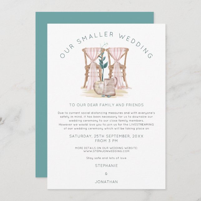 Boho Mindre Bröllopsstolar Nerförsäljning Meddelande (Fram/baksida)