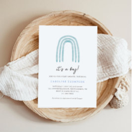Boho Minimal Blå Regnbåge Bebis Bebis Shower Inbjudningar