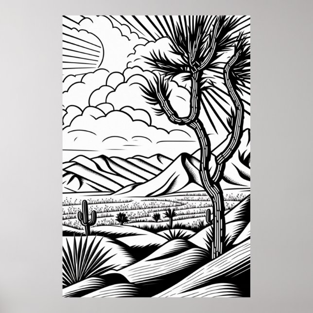 Boho Minimal Black and White Ligcape Poster (Framsidan)