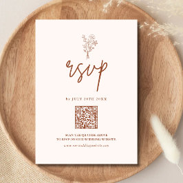 Boho Minimal Botanik Terrakotta QR-kod Bröllop OSA Kort