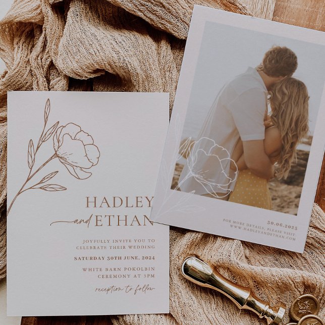 Boho Minimal bröllopsinbjudan Botanical HADLEY Inbjudningar (Skapare uppladdad)