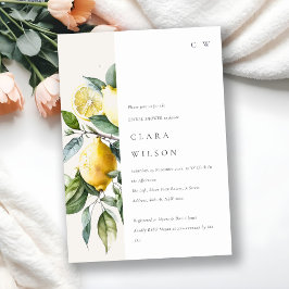 Boho Minimal Gult Lemon Garden Möhippa Inbjudningar