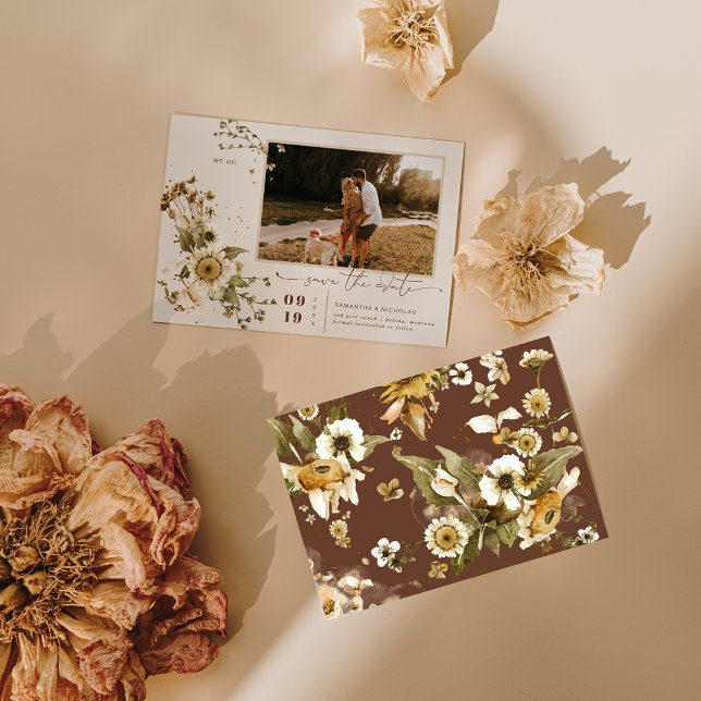 Boho Minimal Höst Vildblomma Foto Spara Datum Datumet (Skapare uppladdad)