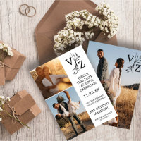 Boho Minimal Löv Monogram Photo Bröllop