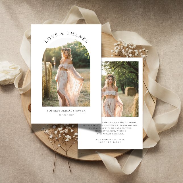 Boho Minimal Love & Thanks Bröllopsfest Foto Tack Kort (Skapare uppladdad)