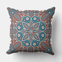 Boho Minimal Mandala Hand Drawn Rust Teal