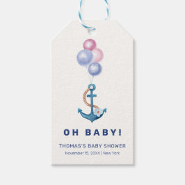 Boho Minimal Nautical Anchor Balloon Baby Shower Presentetikett