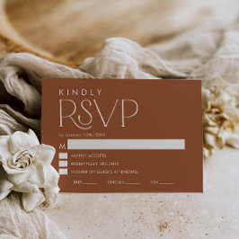 Boho Minimal Terracotta Bröllop OSA Card Kort