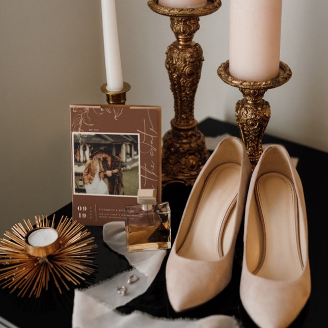 Boho Minimal Terracotta Square Photo Spara datum Datumet (Skapare uppladdad)