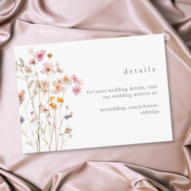 Boho Minimal Tryckt Vildblomma Botanisk Bröllop Tilläggskort (Boho Minimal Pressed Wildflower Botanical Wedding Enclosure Card)