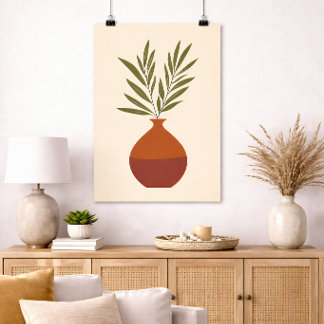 Boho Minimal Vas Botanisk Neutral Terrakotta Poster