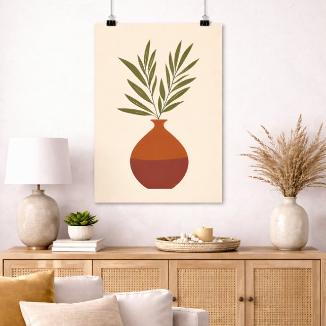 Boho Minimal Vase Botanical Neutral Terracotta Poster (Skapare uppladdad)