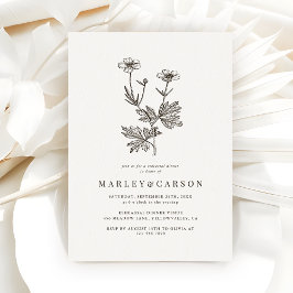 Boho Minimal Wildflower Wedding Rehearsal Dinner Inbjudningar