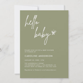 Boho Minimalist Baby Shower Gender Neutral Inbjudningar