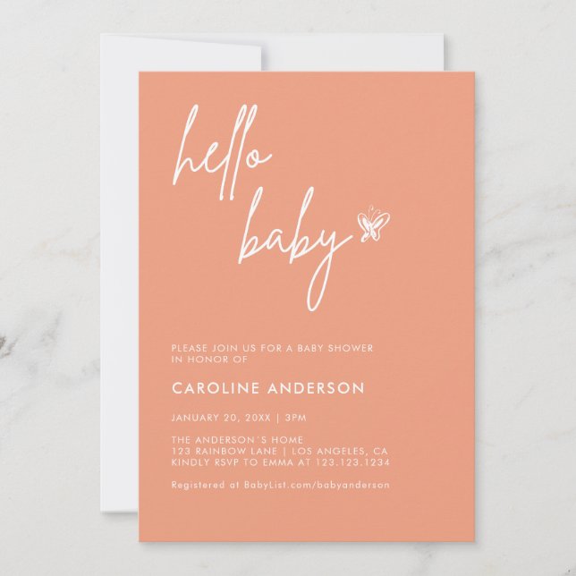 Boho Minimalist Baby Shower Gender Neutral Inbjudningar (Framsida)