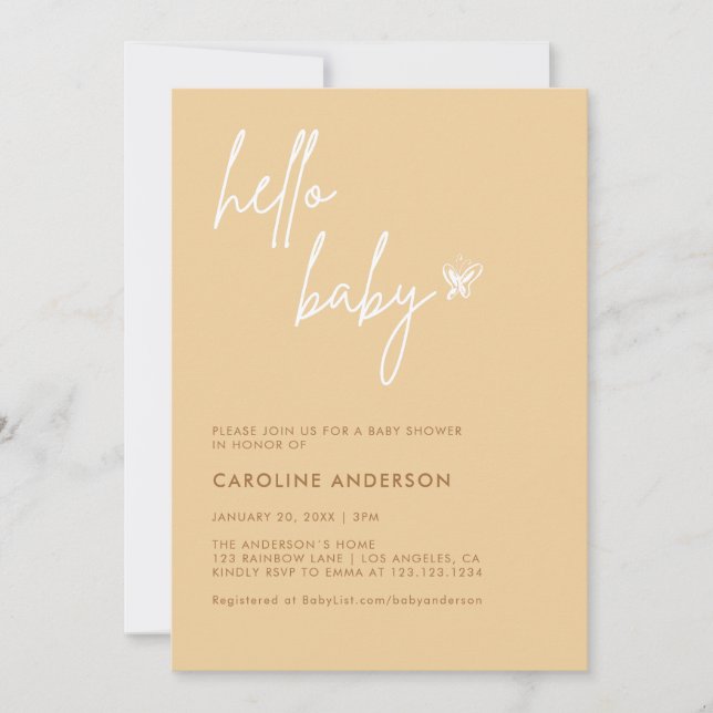Boho Minimalist Baby Shower Gender Neutral Inbjudningar (Framsida)