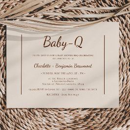 Boho Minimalist Beige Baby-Q BBQ Baby Shower Inbjudningar